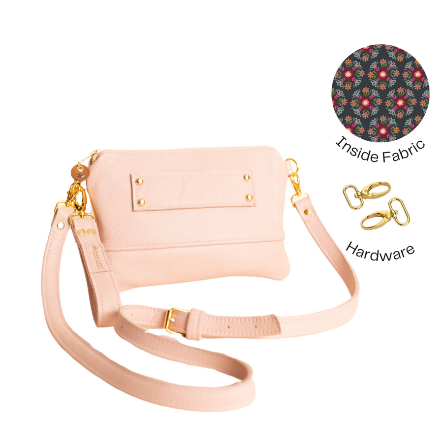 Blossom Pink All Leather Ivey Wristlet Wallet Crossbody  READY TO SHIP