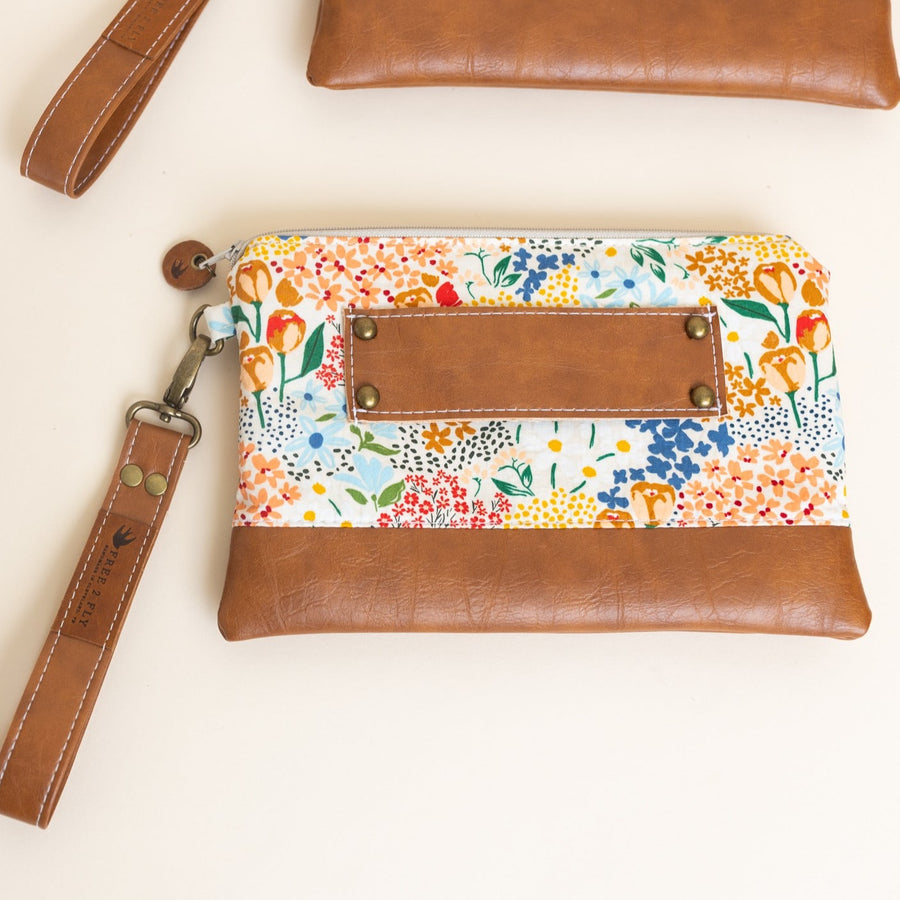 Ivey Wristlet Wallet Leather Trim MADE TO ORDER