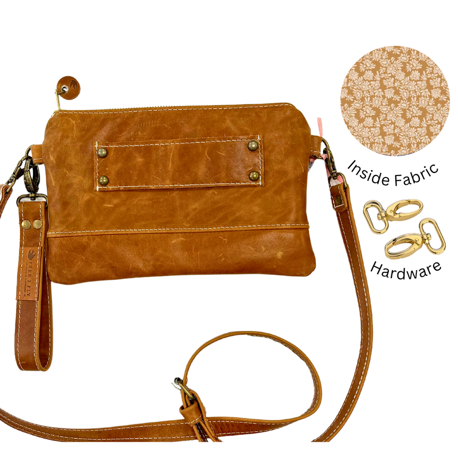 Cognac All Leather Ivey Wallet Crossbody READY TO SHIP
