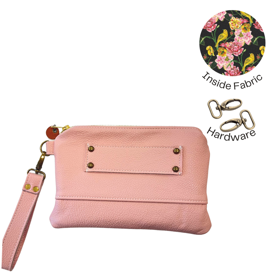Ivey Wristlet Wallet All Leather Blossom Pink READY TO SHIP