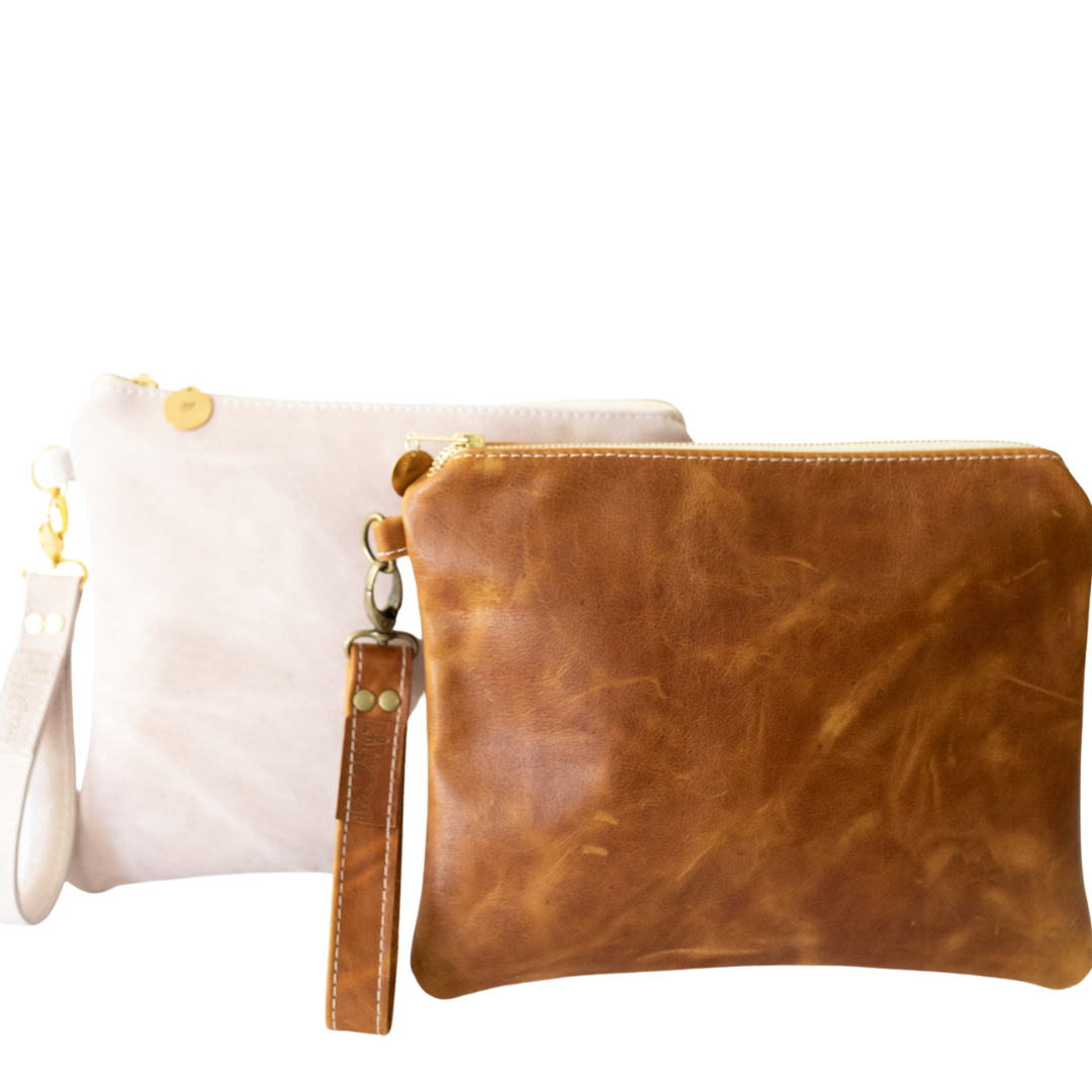 Gold Clutch Bag Leather Clutch With Wrist Strap and Zipper -  Norway