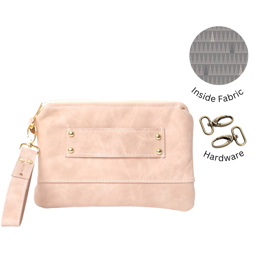 Natural Blush All Leather Ivey Wristlet Wallet READY TO SHIP