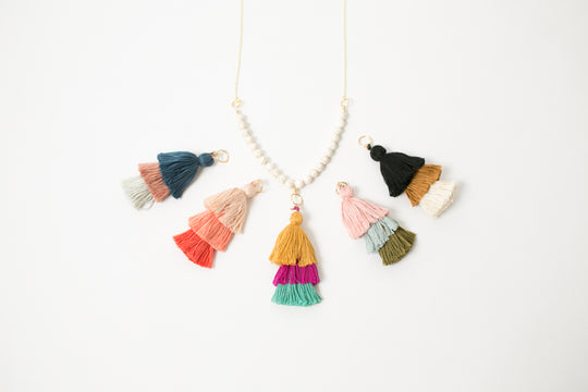 Beaded Tiered Floss Tassel Necklace