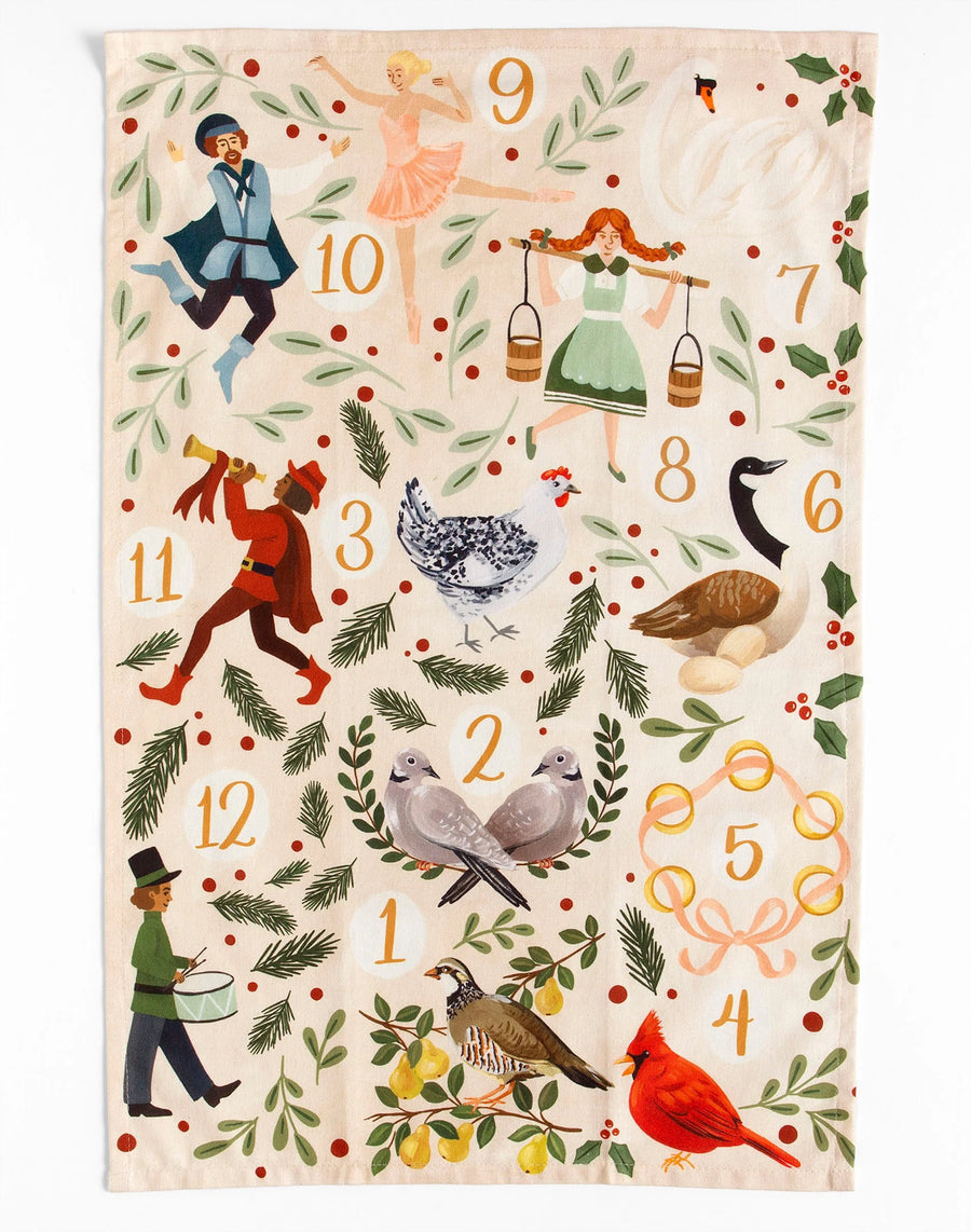 One Canoe 12 Days Of Christmas Kitchen Towel