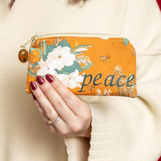 Holiday Embroidered  Phrase Pouch READY TO SHIP