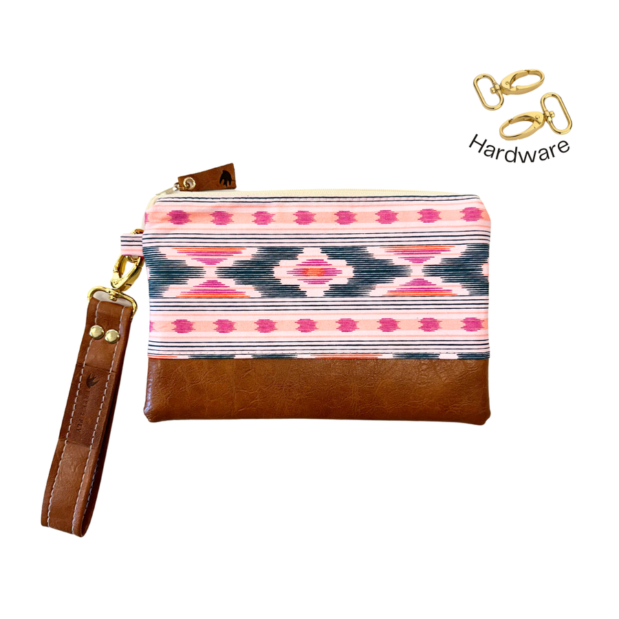 Ivey Wristlet Wallet Small Leather and Faux Trim