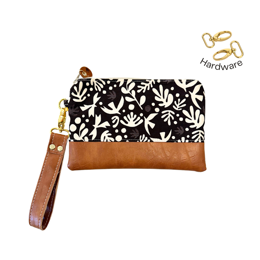 Ivey Wristlet Wallet Small Leather and Faux Trim