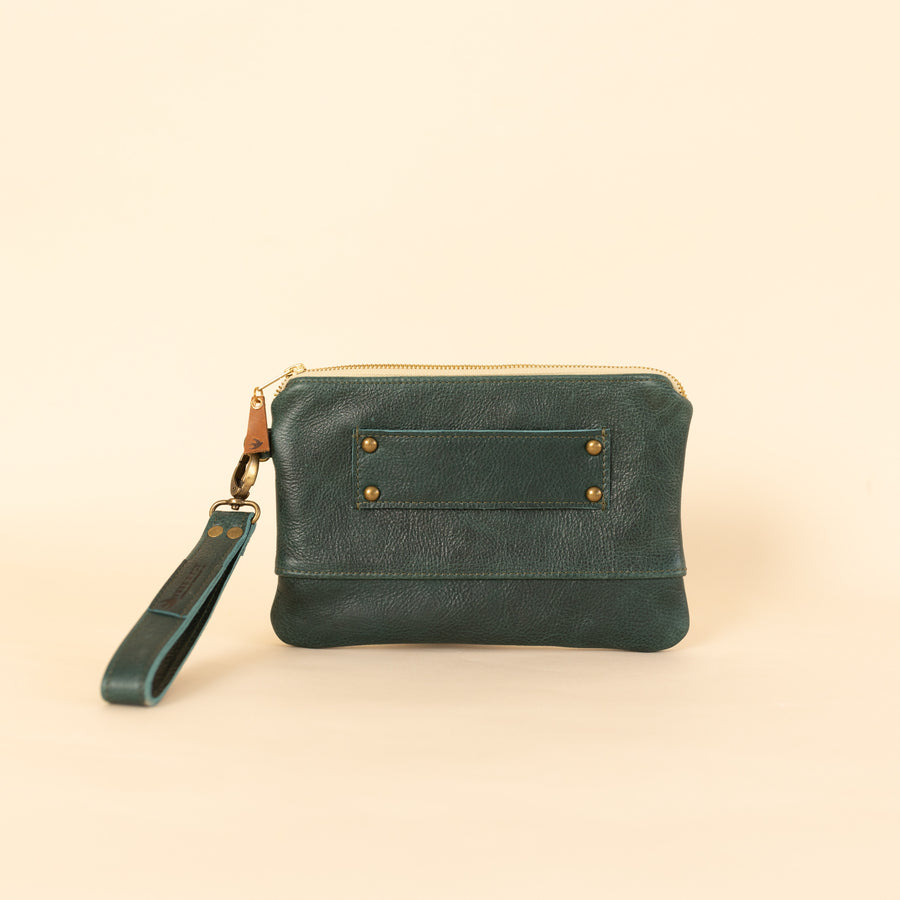 Ivey Wristlet Wallet All Leather Emerald