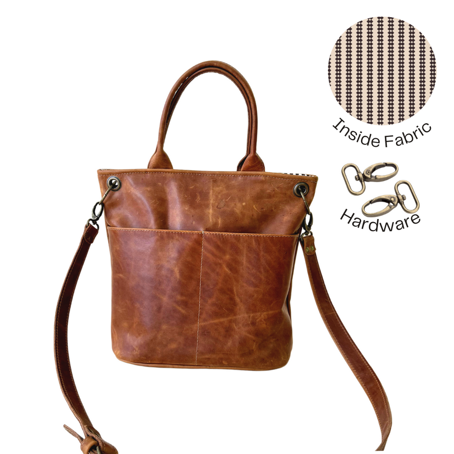 Cognac Sutton Jr Tote with Handles READY TO SHIP