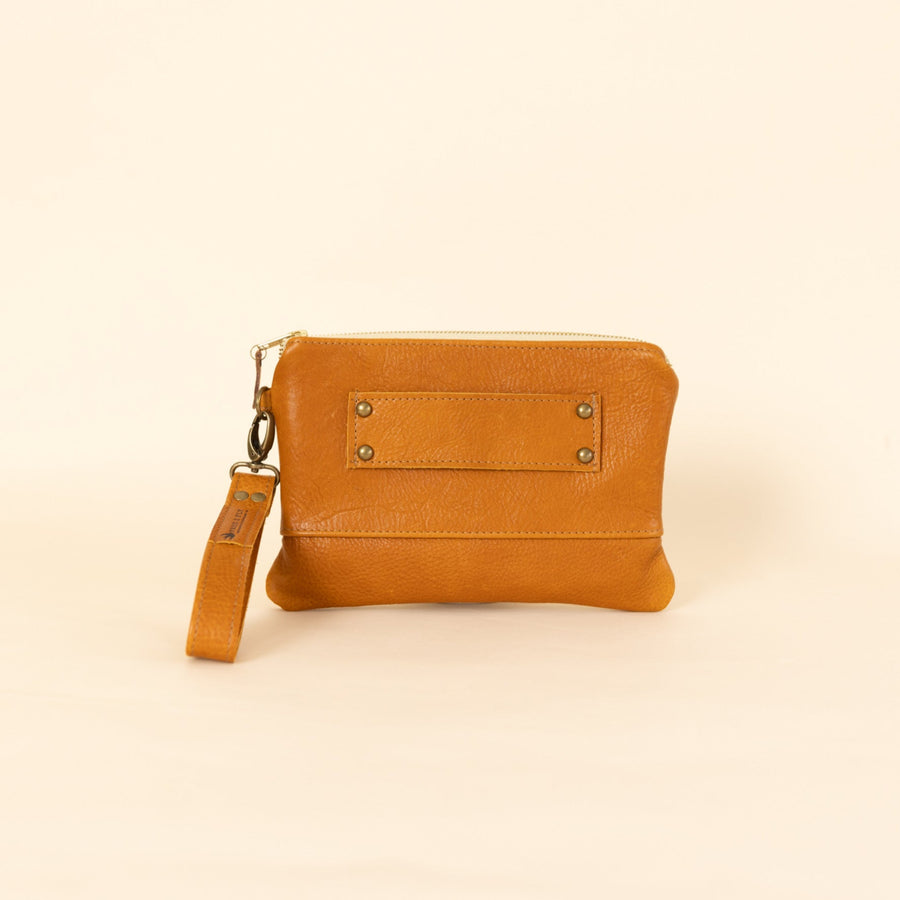 Ivey Wristlet Wallet All Leather Saddle Brown