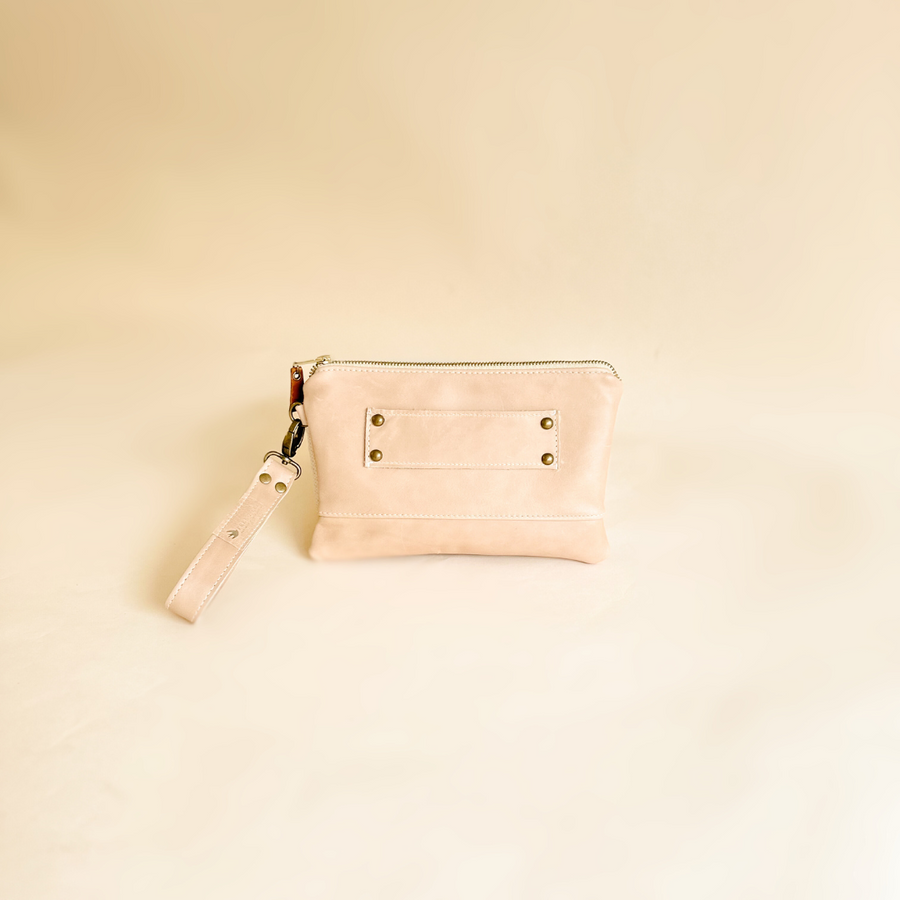 Ivey Wristlet Wallet All Leather Latte READY TO SHIP