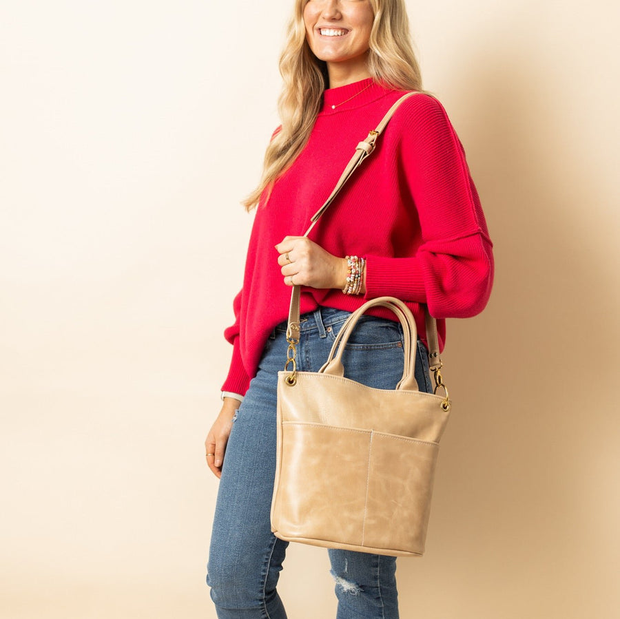 Sutton Jr Tote with Handles Latte READY TO SHIP