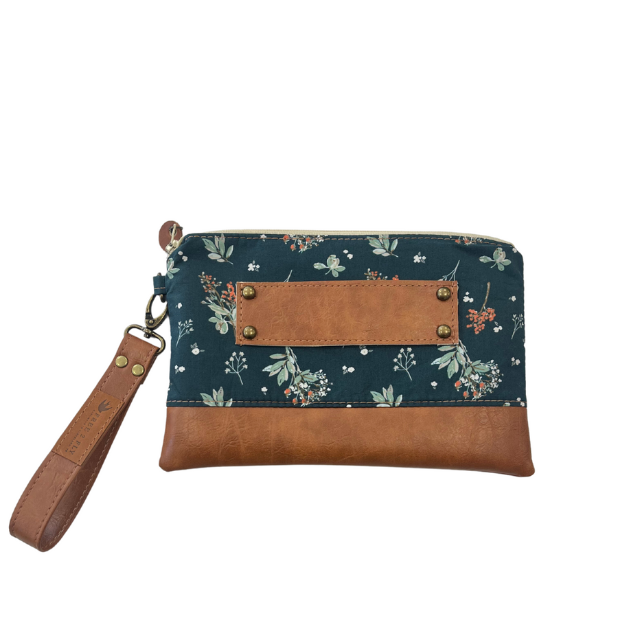 Ivey Wristlet Wallet Leather and Faux Trim READY TO SHIP