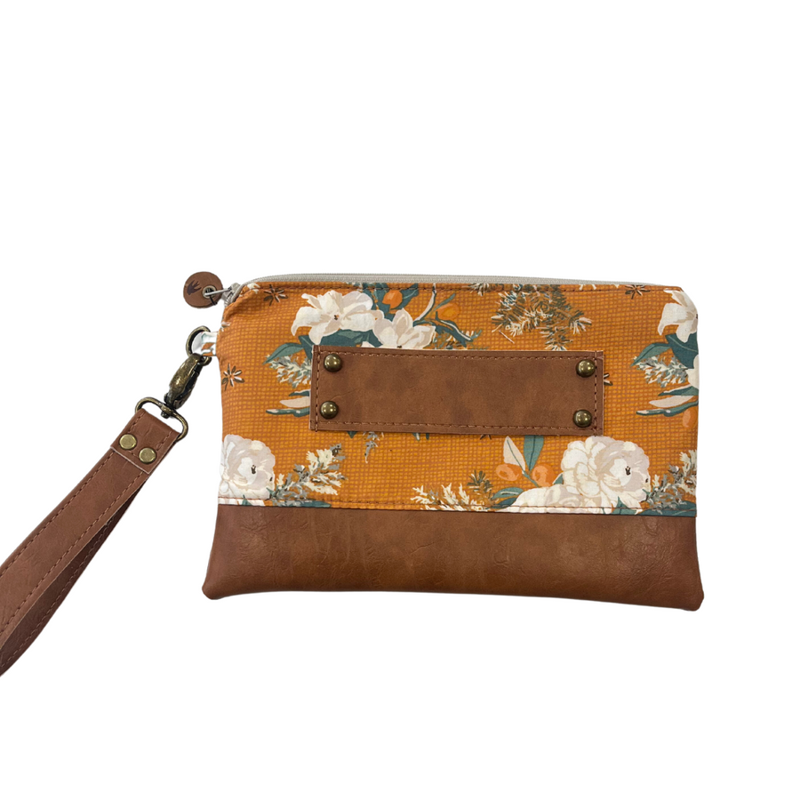 Ivey Wristlet Wallet Leather and Faux Trim READY TO SHIP