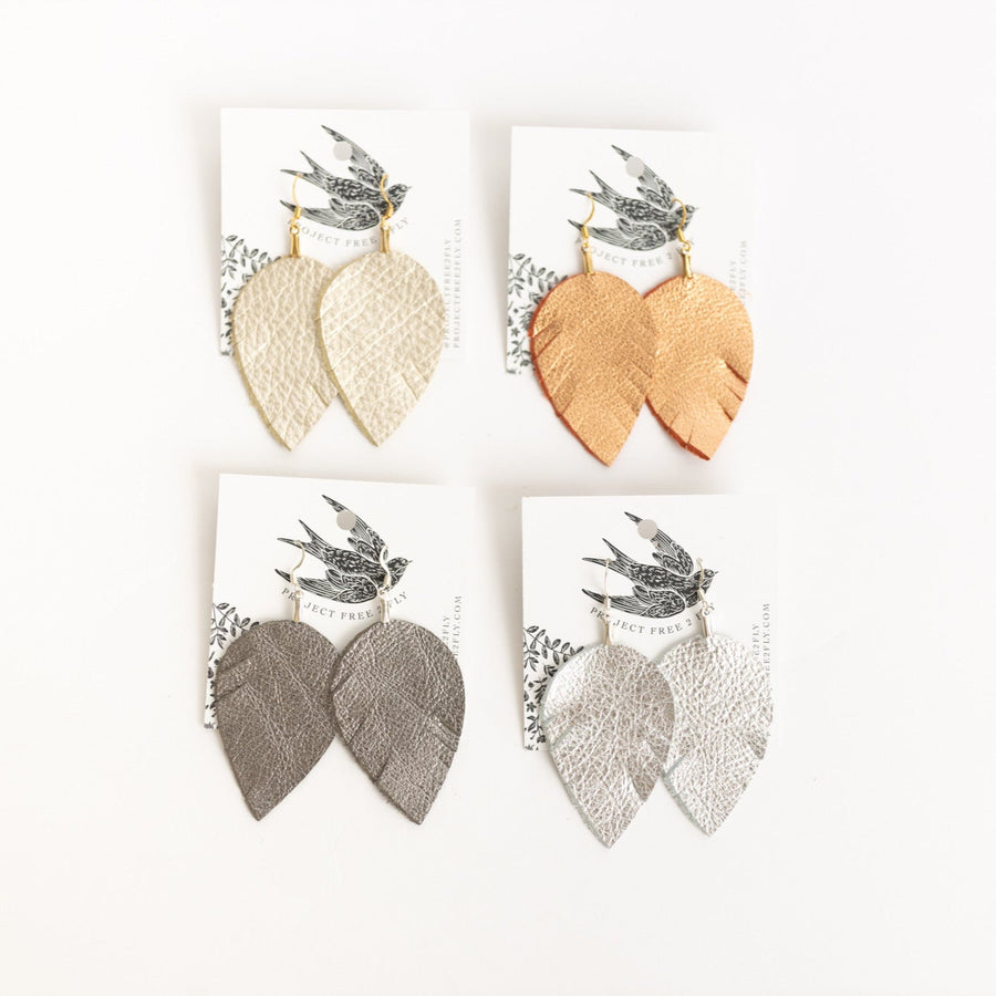 Leather Feather Earrings