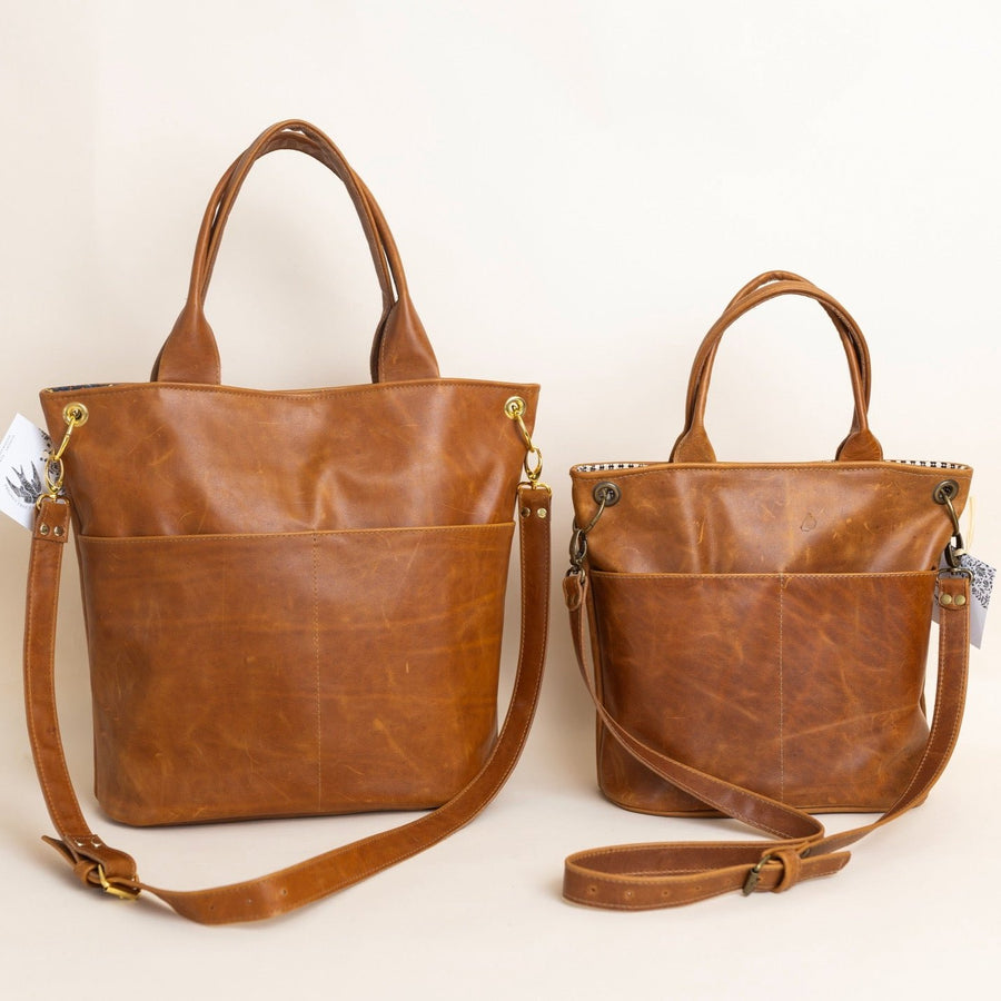 Sutton Jr Tote with Handles Cognac Butan Woven READY TO SHIP