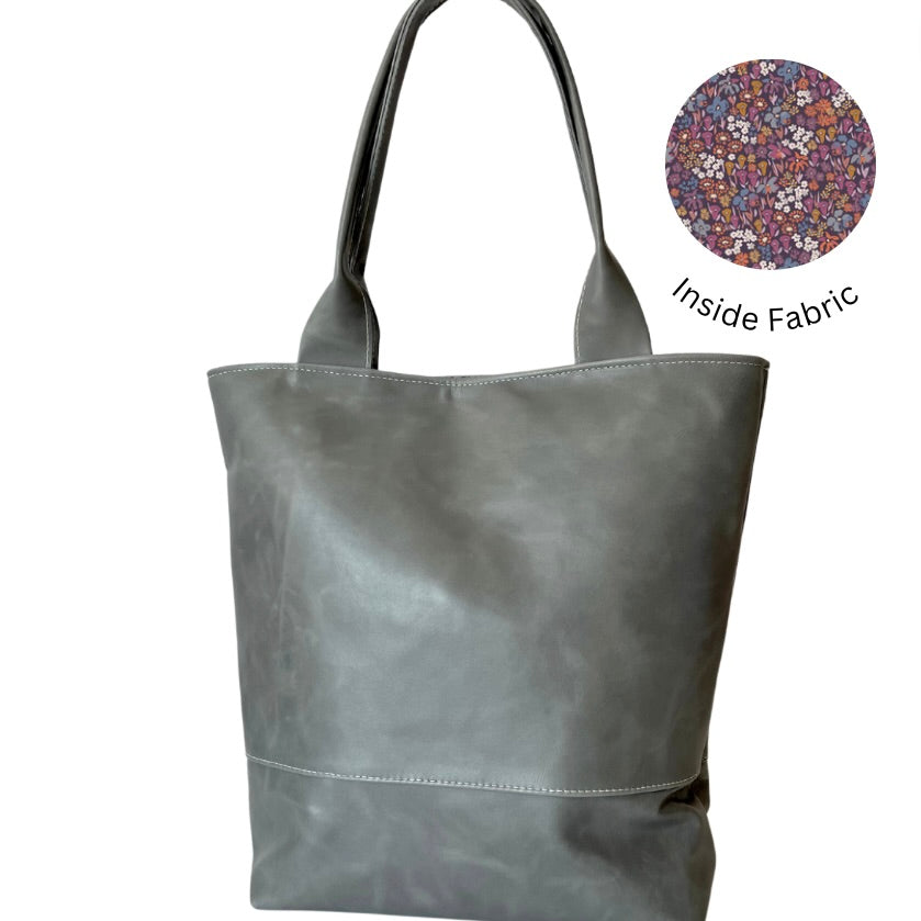 Cement Grey All Leather Abbey Tote READY TO SHIP