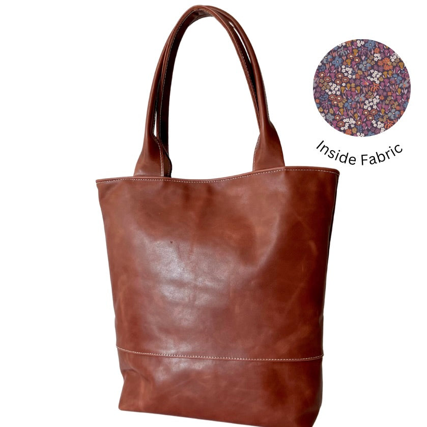 Chestnut All Leather Abbey Tote READY TO SHIP