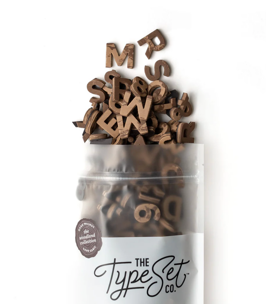 The Type Set Co. 1" 200pc Faux Dark Walnut Magnetic Letters