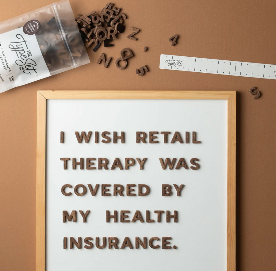 The Type Set Co. 1" 200pc Faux Dark Walnut Magnetic Letters