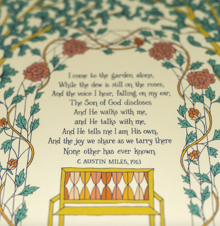 In the Garden Gospel Song Art Print - 11x14 - Cream