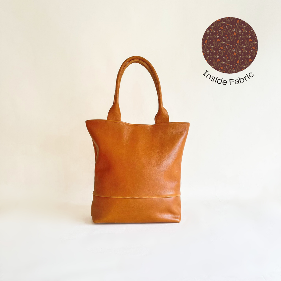 Abbey Tote All Leather Saddle Brown READY TO SHIP