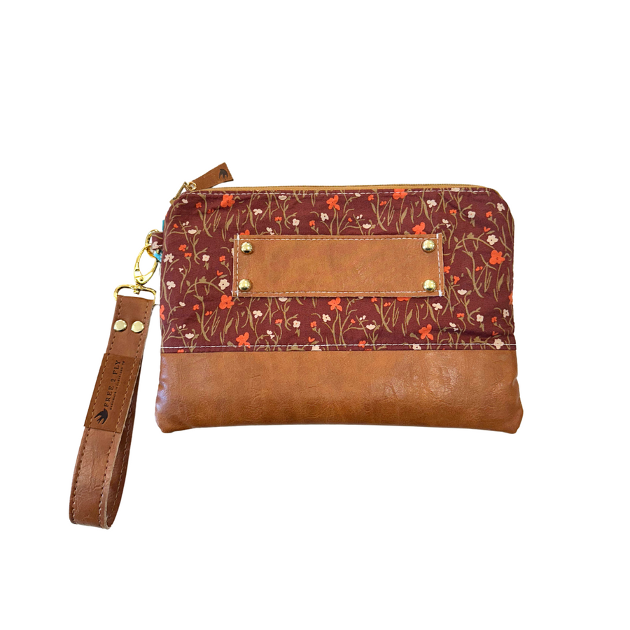 Ivey Wristlet Wallet Leather and Faux Trim READY TO SHIP