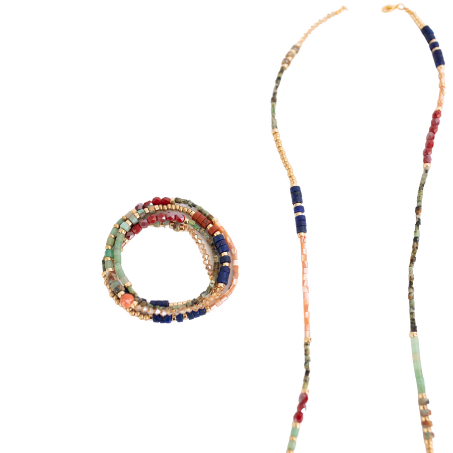 Gem stone Necklace Wrap MADE TO ORDER