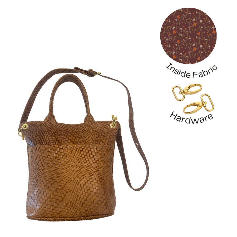 Sutton Jr Tote with Handles Cognac Butan Woven READY TO SHIP