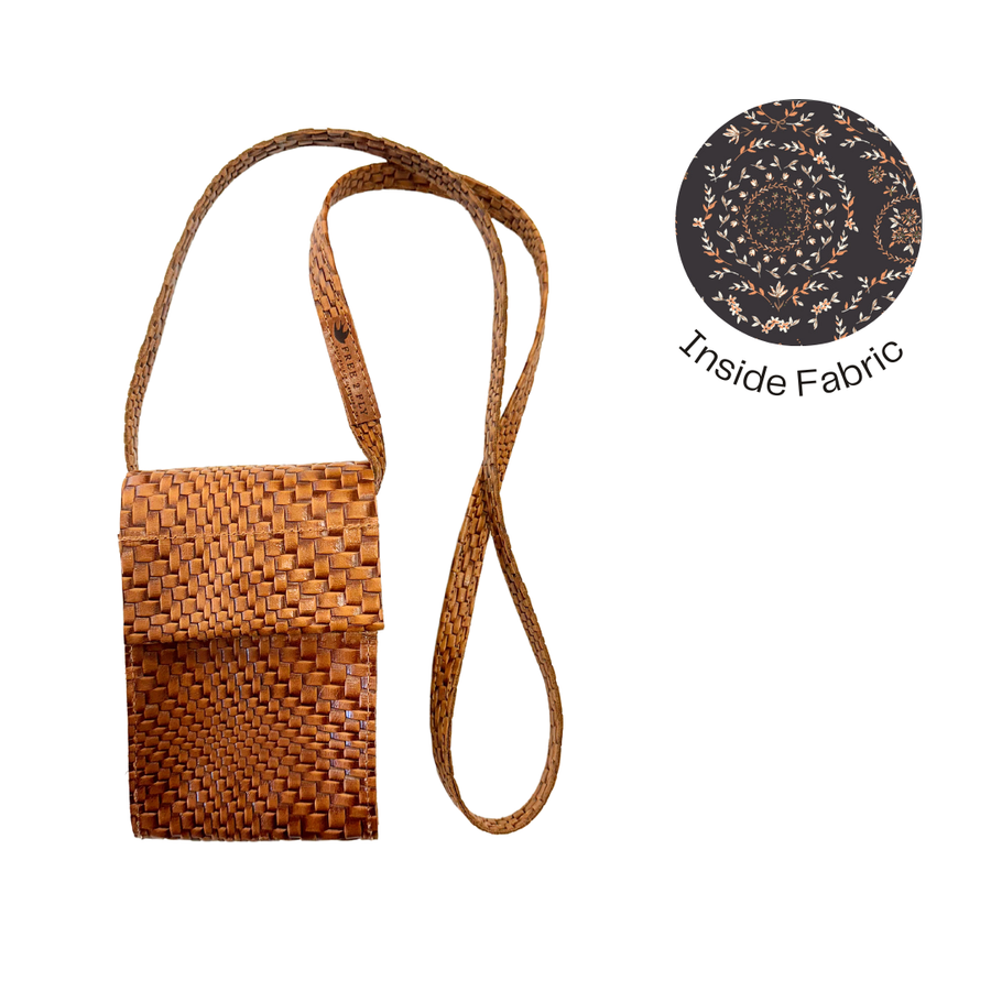 LaShey Crossbody Cognac Butan Woven READY TO SHIP