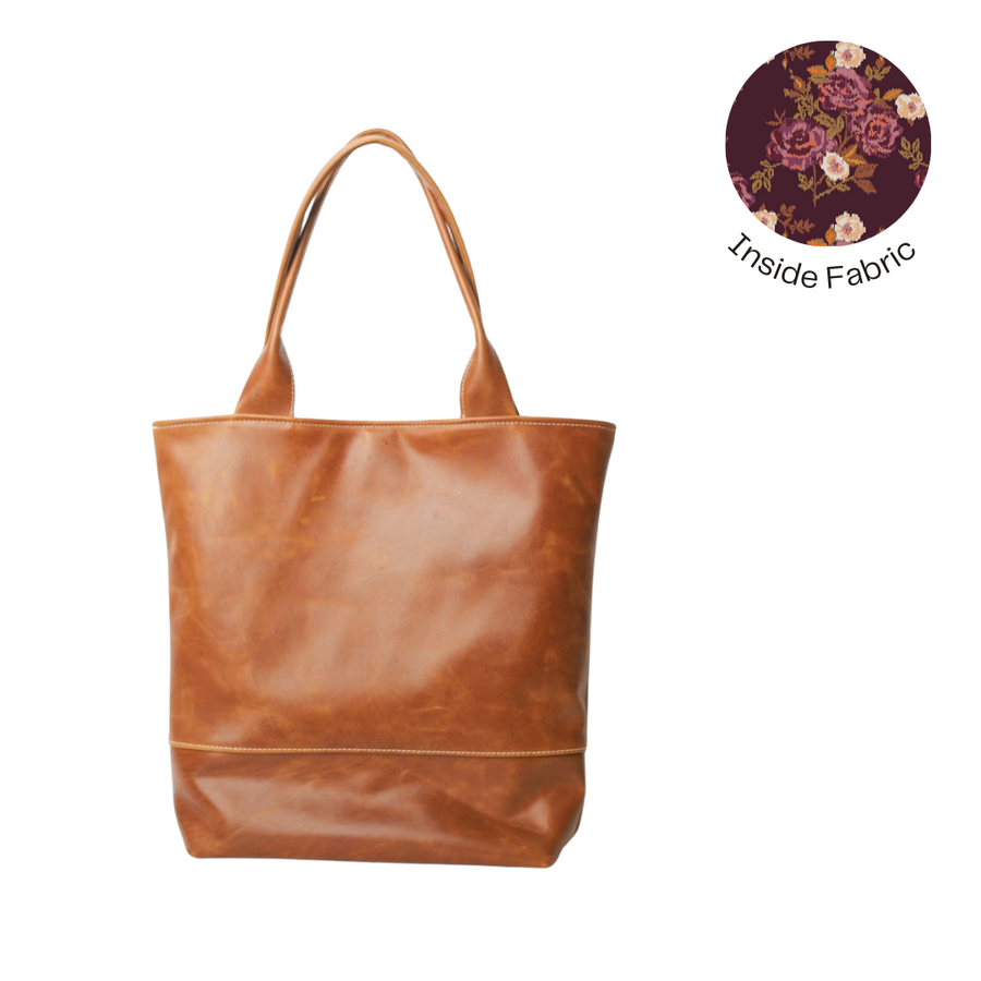 Abbey Tote All Leather Cognac READY TO SHIP