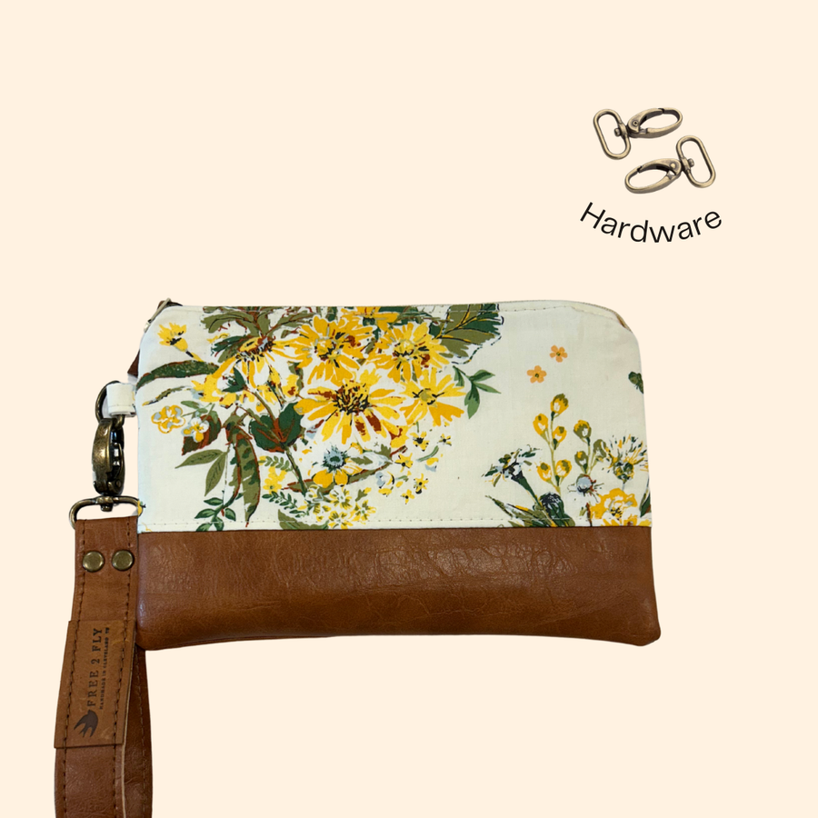Ivey Wristlet Wallet Small Leather and Faux Trim