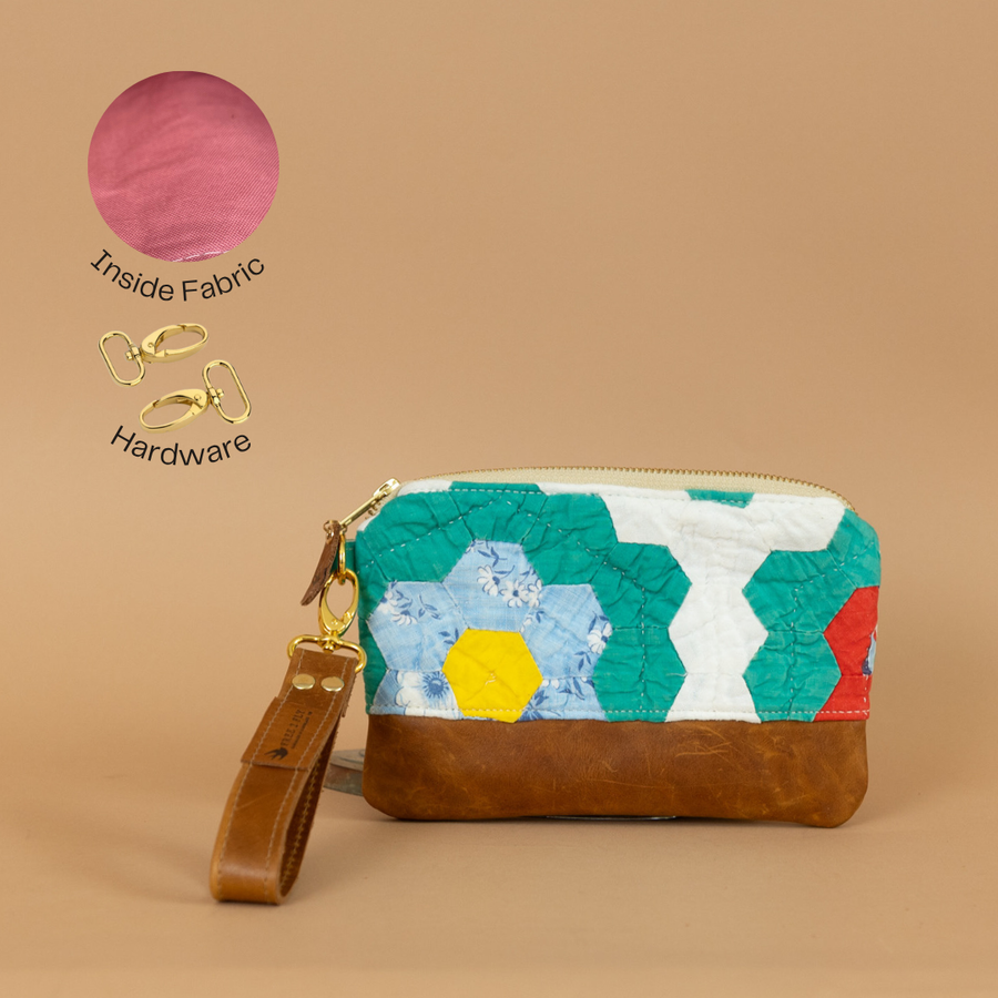 Quilted Small Ivey Wristlet Wallet Genuine Leather- Multiple Options