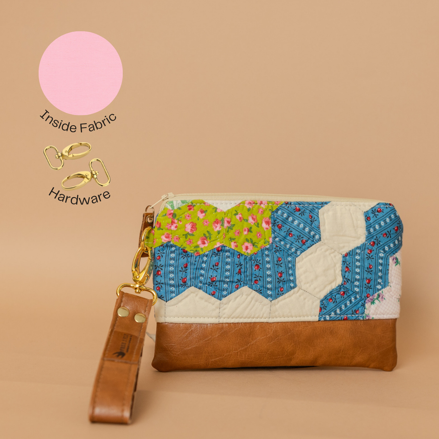 Quilted Small Ivey Wristlet Wallet Faux Trim - Multiple Options