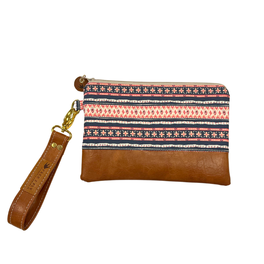 Small Ivey Wristlet Wallet Leather Trim READY TO SHIP