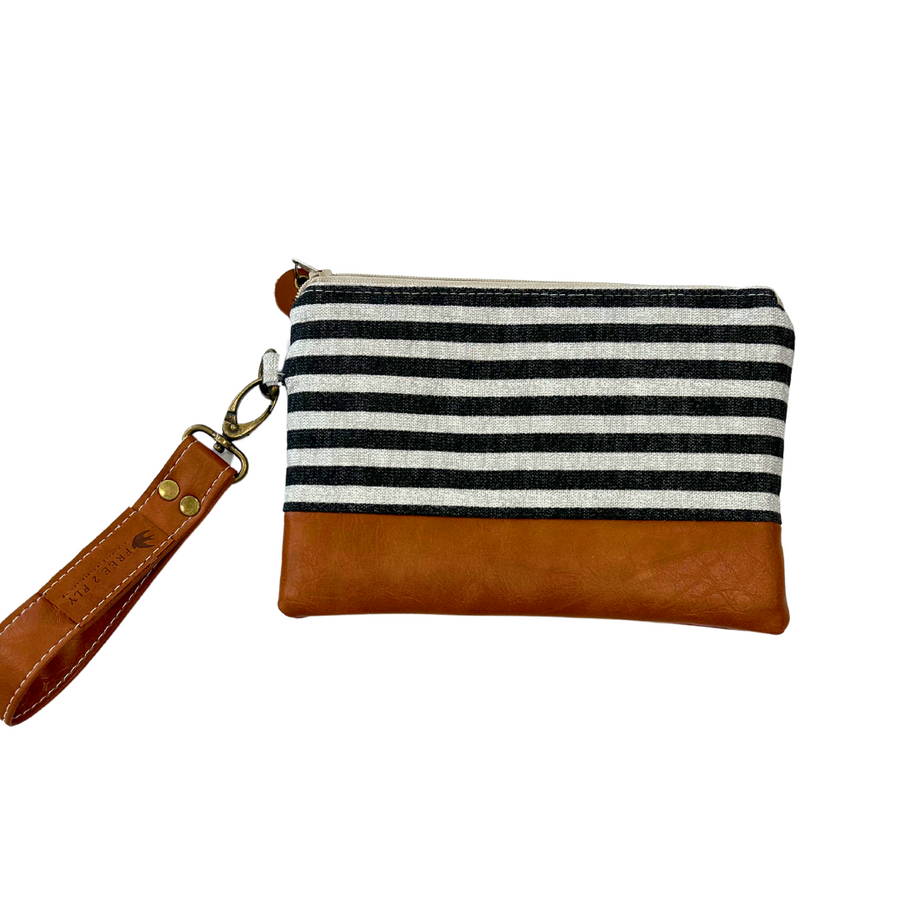 Small Ivey Wristlet Wallet Faux Leather Trim READY TO SHIP