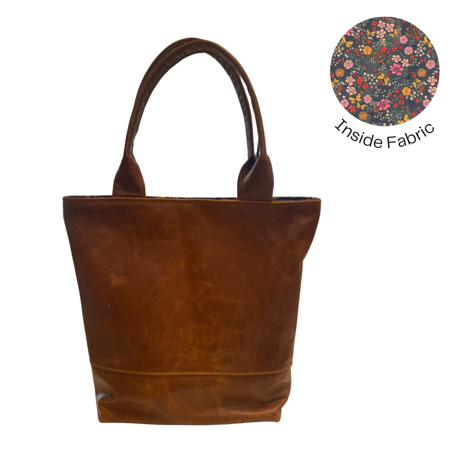 Cognac All Leather Abbey Tote READY TO SHIP