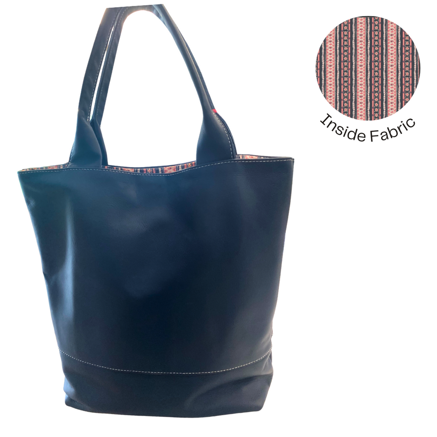 Atlantic Blue Genuine Washable All Leather Abbey Tote