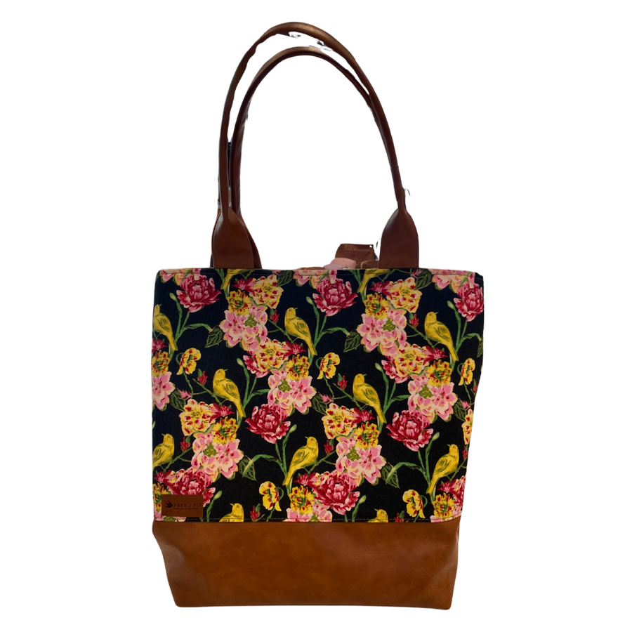 Abbey Tote Fabric with Faux Trim READY TO SHIP