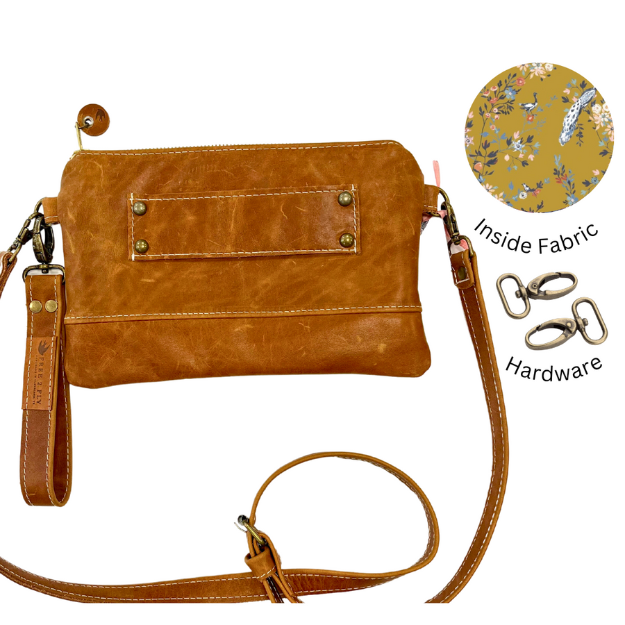 Ivey Wallet Crossbody All Leather Cognac READY TO SHIP