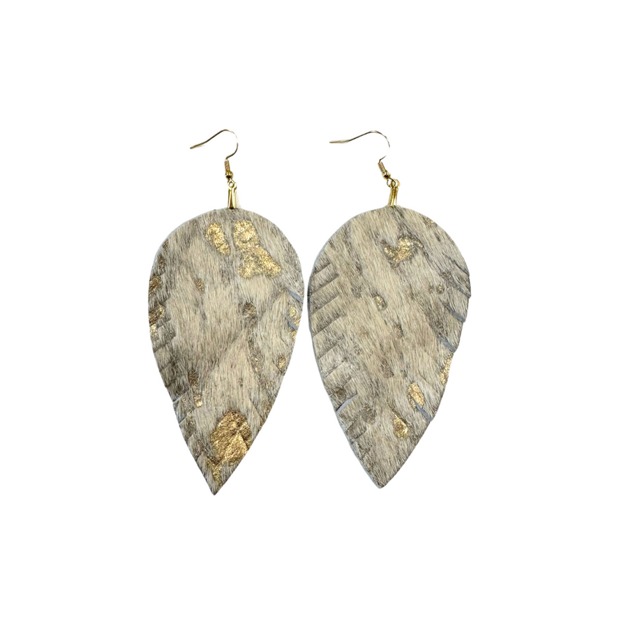 Hair on Hide Feather Earrings