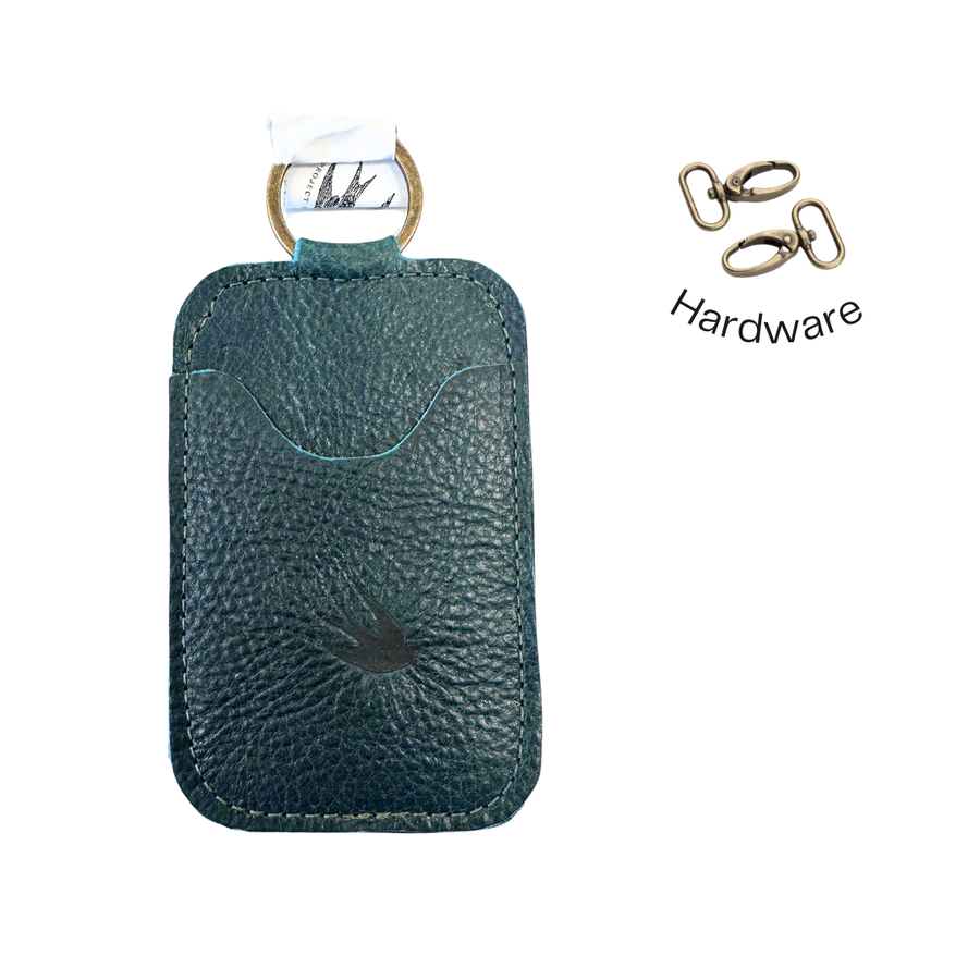 All Leather Keychain Cardholder Emerald