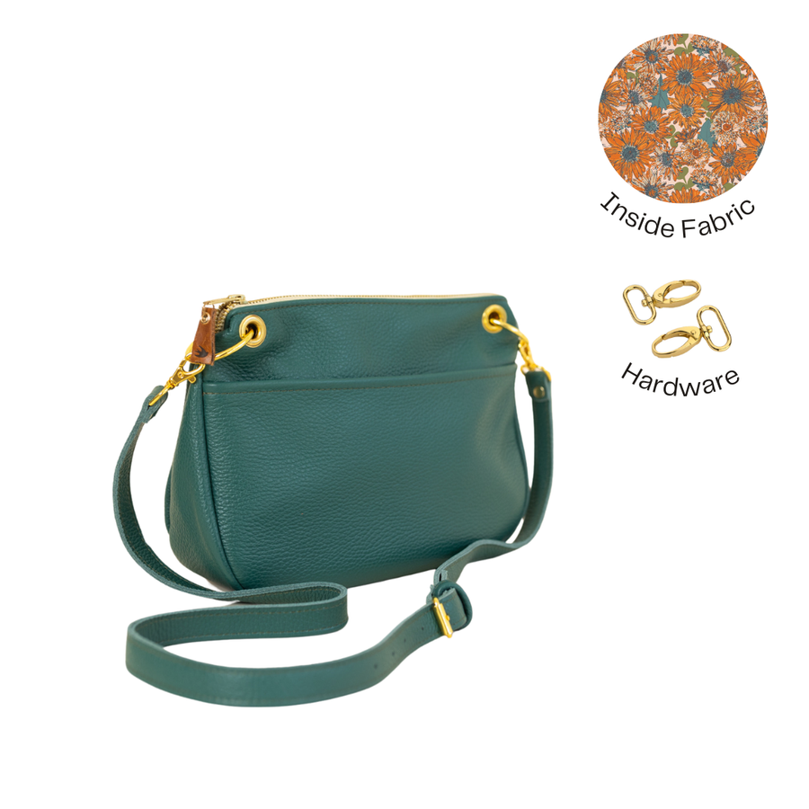 Jean Crossbody Teal Italian Pebble Leather READY TO SHIP