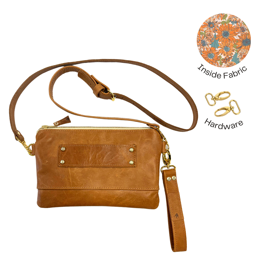 Ivey Wallet Crossbody All Leather Cognac READY TO SHIP