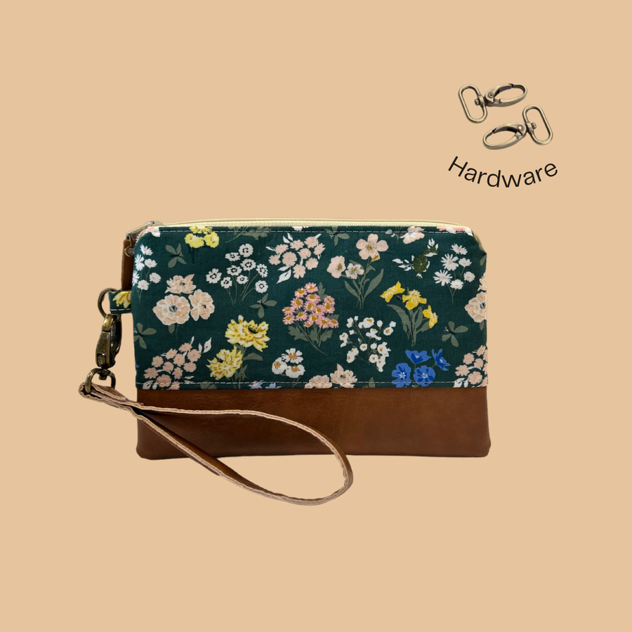 Ivey Wristlet Wallet Small Leather and Faux Trim