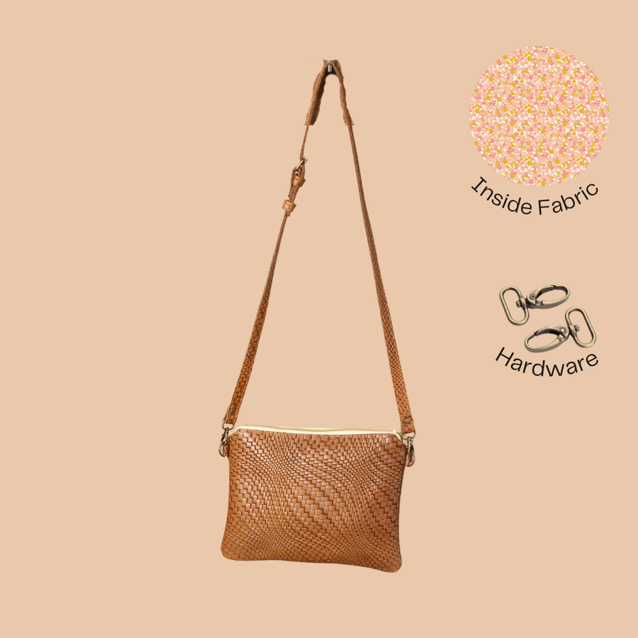 Laney Crossbody Cognac Butan Woven Leather
