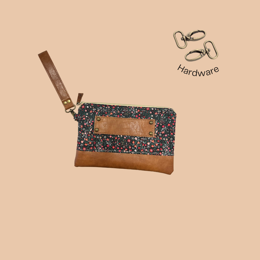 Ivey Wristlet Wallet Leather and Faux Trim