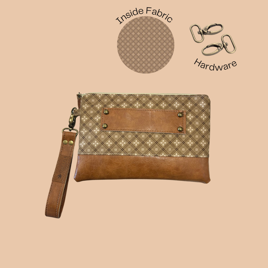 Ivey Wristlet Wallet Leather and Faux Trim