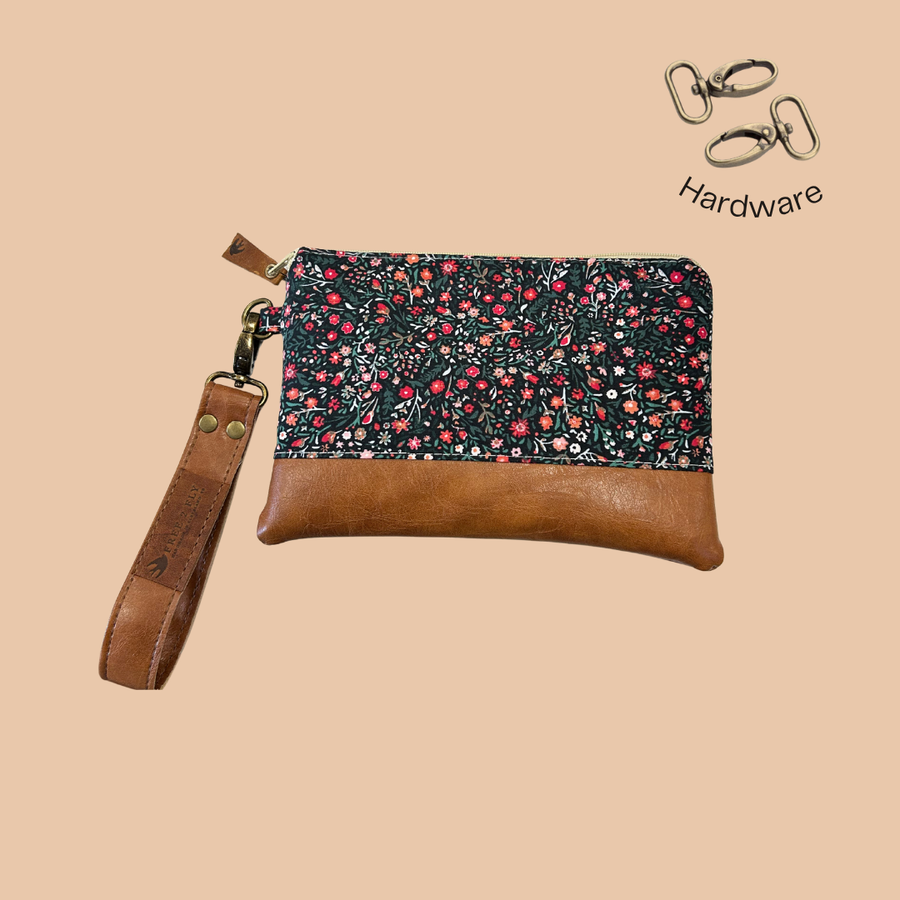 Ivey Wristlet Wallet Small Leather and Faux Trim