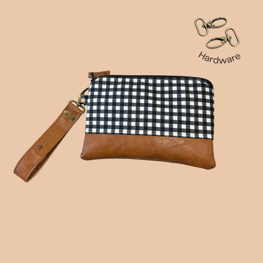 Ivey Wristlet Wallet Small Leather and Faux Trim